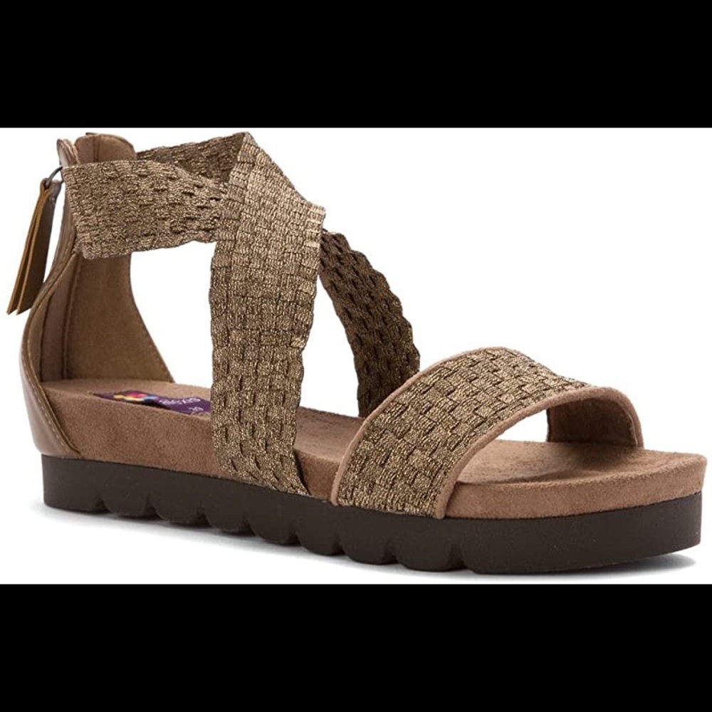 Zee Alexis Fran 40 bronze metallic elastic cross cross rear zip comfort sandals